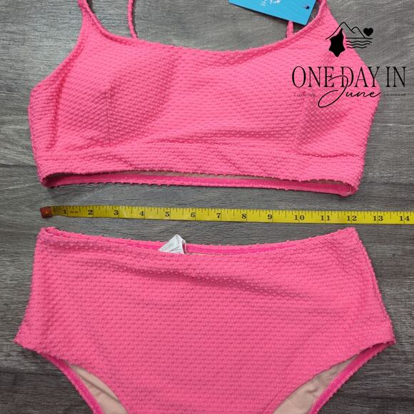Cupshe High Waist Crop Textured Bikini Swimsuit Size S - Picture 2 of 5